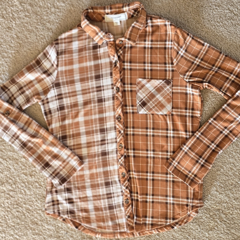 No Comment NY • LA Plaid Two Tone Button Down Shirt Small